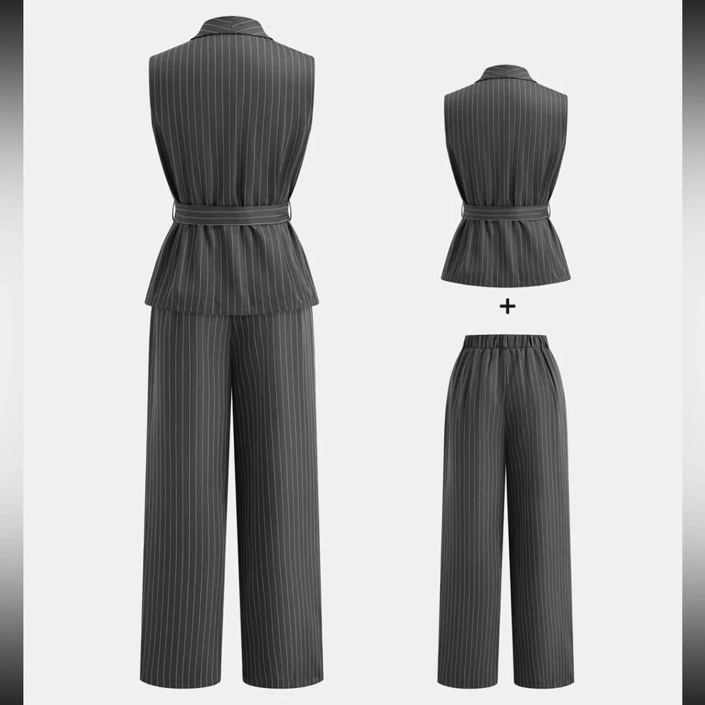 NAVY & WHITE Women’s Pinstripe NWT XXL(14 US) Pant Suit - Picture 2 of 10